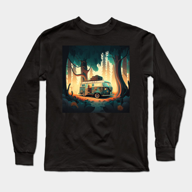 Camping Adventure in the Forest Long Sleeve T-Shirt by logiamerch