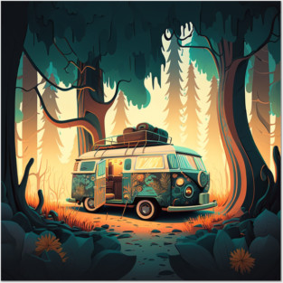 Camping Adventure in the Forest Posters and Art