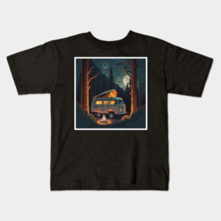 Camping Adventure in the Forest, Campire at Night Kids T-Shirt