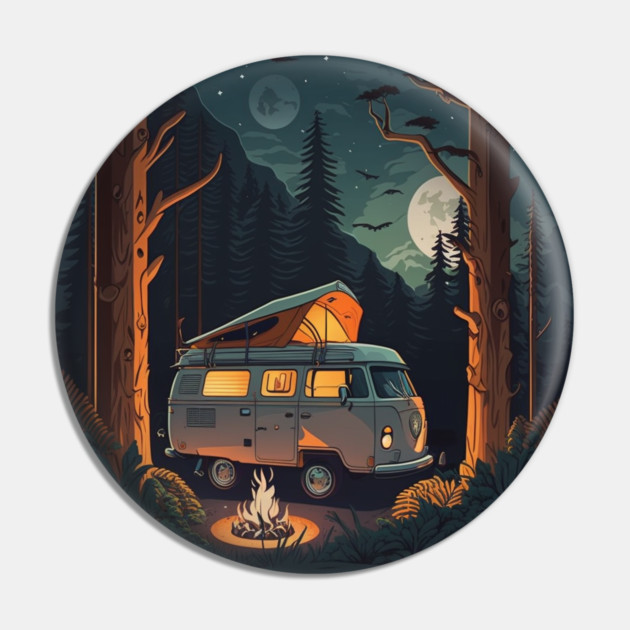 Camping Adventure in the Forest, Campire at Night Pin by logiamerch