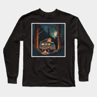 Camping Adventure in the Forest, Campire at Night Long Sleeve T-Shirt