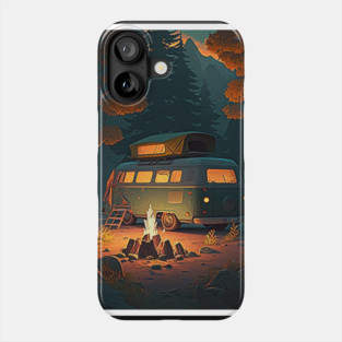 Camping Van, Adventure in the Forest, Camfire Phone Case