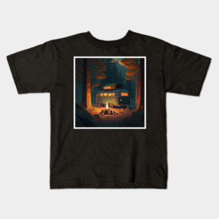 Camping Van, Adventure in the Forest, Camfire Kids T-Shirt