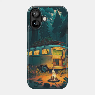 Camping Adventure in the Forest, Campire at Night Phone Case