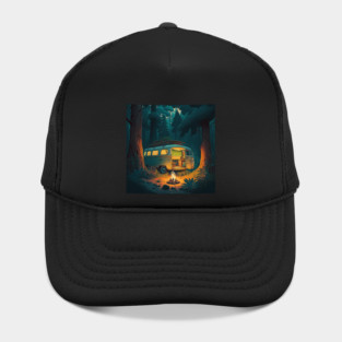Camping Adventure in the Forest, Campire at Night Hat