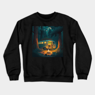 Camping Adventure in the Forest, Campire at Night Crewneck Sweatshirt