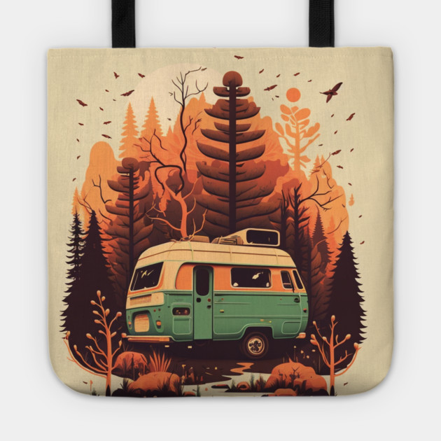 Camping Adventure in the Forest Autumm Tote by logiamerch