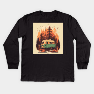Camping Adventure in the Forest Autumm Kids Long Sleeve T-Shirt