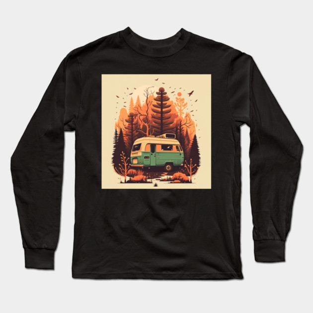 Camping Adventure in the Forest Autumm Long Sleeve T-Shirt by logiamerch