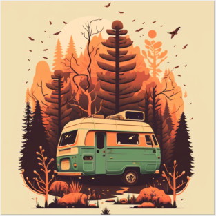 Camping Adventure in the Forest Autumm Posters and Art