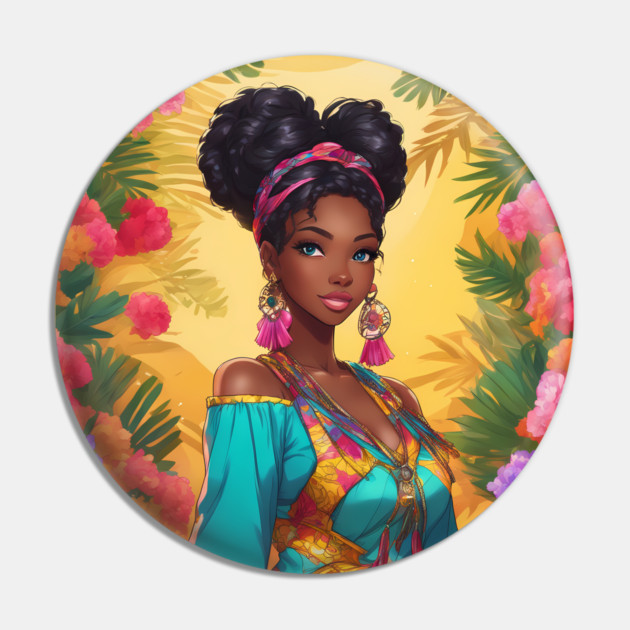 African American Black Girl Pin by animegirlnft