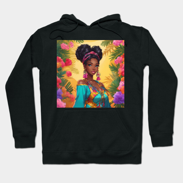 African American Black Girl Hoodie by animegirlnft