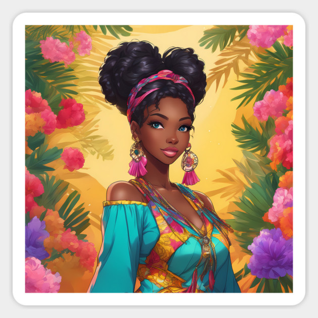African American Black Girl Sticker by animegirlnft