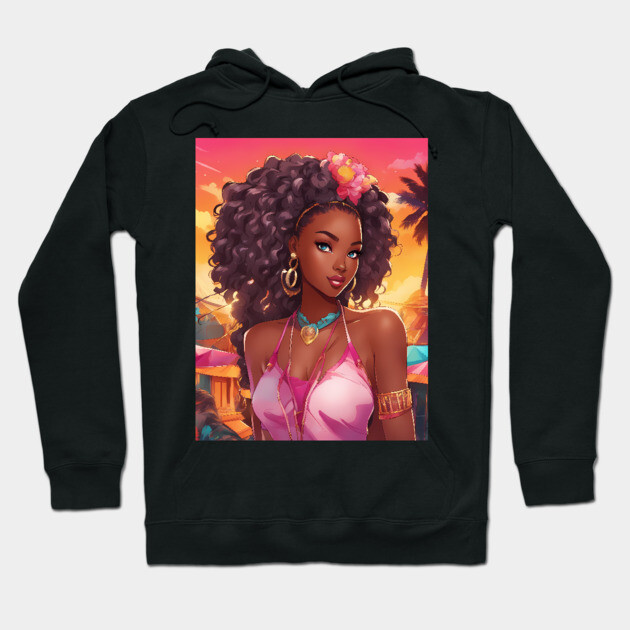 Beautiful Black African American Woman Hoodie by animegirlnft