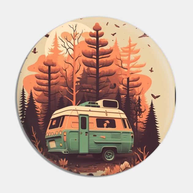 Camping Van, Autumm Adventure in the Forest Pin by logiamerch