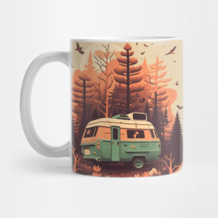 Camping Van, Autumm Adventure in the Forest Mug