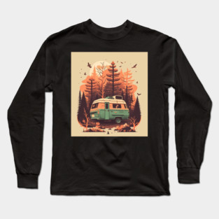 Camping Van, Autumm Adventure in the Forest Long Sleeve T-Shirt