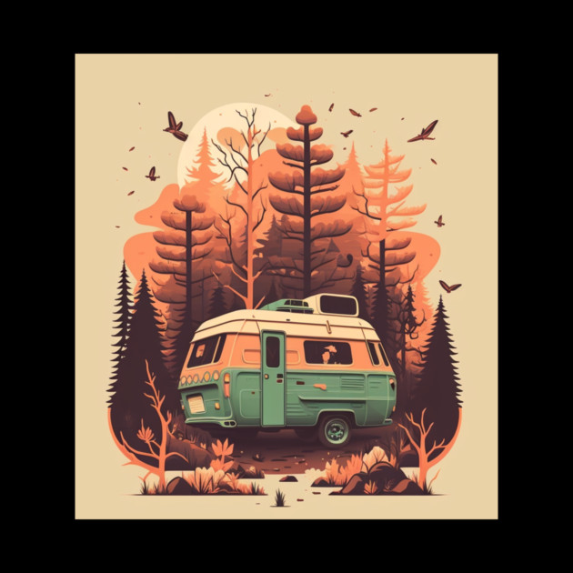 Camping Van, Autumm Adventure in the Forest by logiamerch