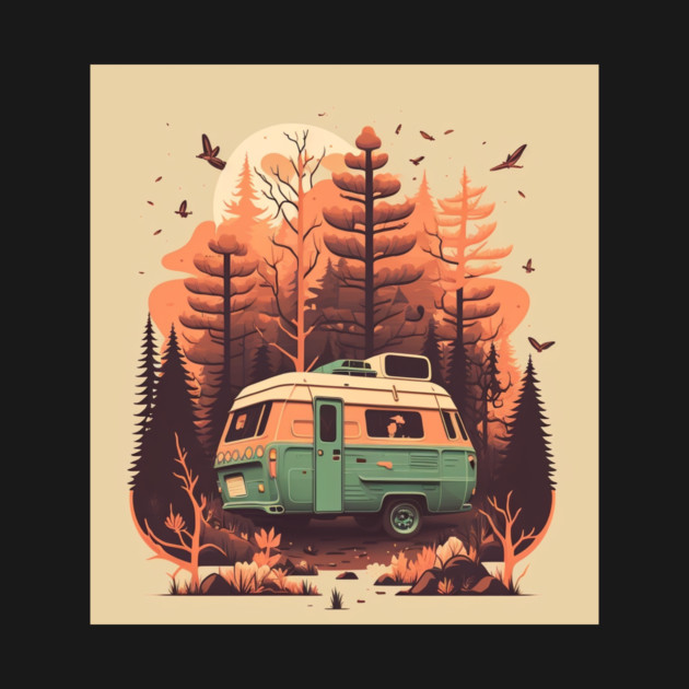 Camping Van, Autumm Adventure in the Forest by logiamerch