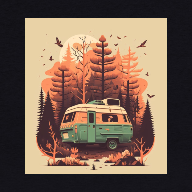 Camping Van, Autumm Adventure in the Forest by logiamerch
