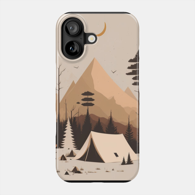 Camping in Tents, Minimal Style Adventure in the Forest Phone Case by logiamerch