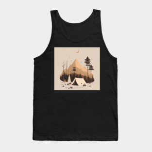 Camping in Tents, Minimal Style Adventure in the Forest Tank Top