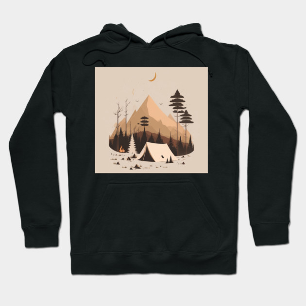 Camping in Tents, Minimal Style Adventure in the Forest Hoodie by logiamerch