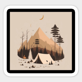 Camping in Tents, Minimal Style Adventure in the Forest Magnet