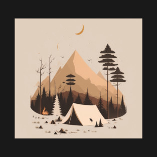 Camping in Tents, Minimal Style Adventure in the Forest T-Shirt