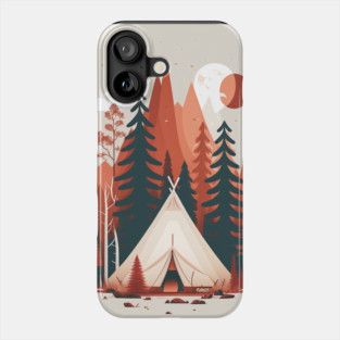 Camping In tent, Adventure in the Forest, Minimal Phone Case