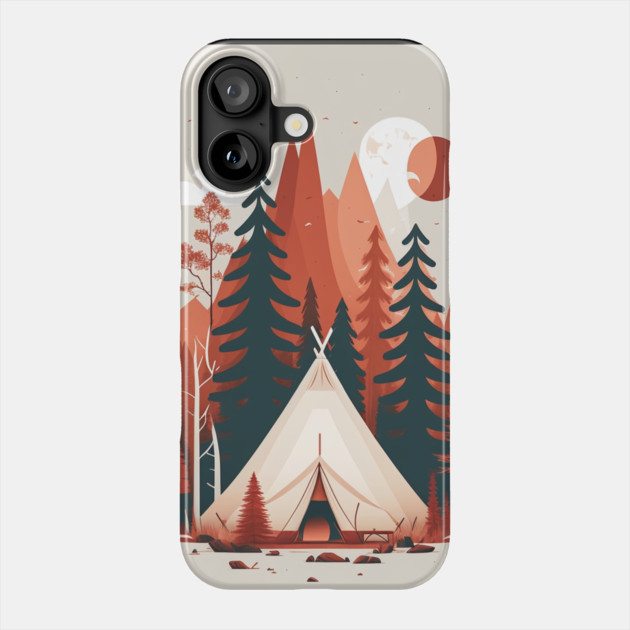 Camping In tent, Adventure in the Forest, Minimal Phone Case by logiamerch