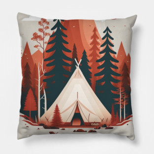 Camping In tent, Adventure in the Forest, Minimal Pillow