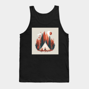 Camping In tent, Adventure in the Forest, Minimal Tank Top