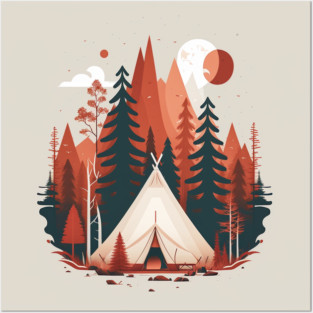 Camping In tent, Adventure in the Forest, Minimal Posters and Art
