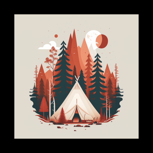 Camping In tent, Adventure in the Forest, Minimal by logiamerch