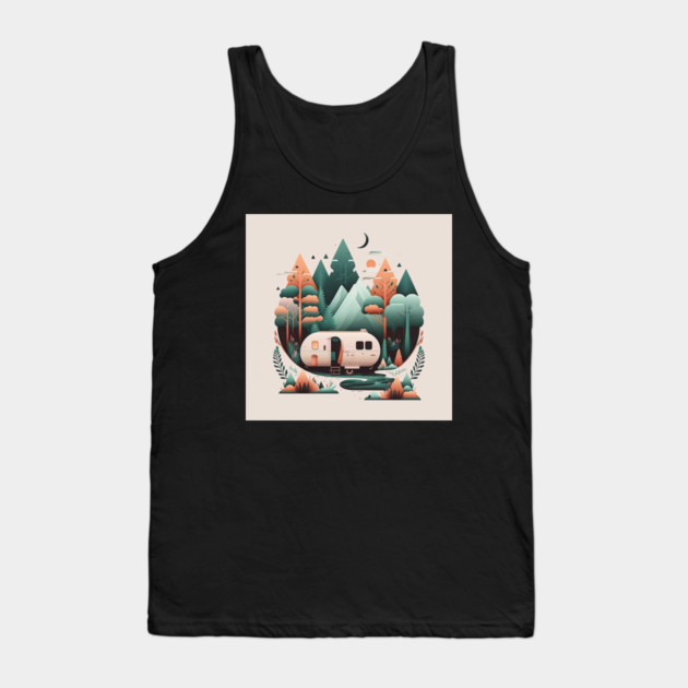 Camping Van, Adventure in the Forest Minimal Tank Top by logiamerch