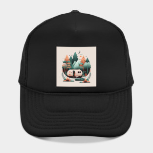 Camping Van, Adventure in the Forest Minimal Hat