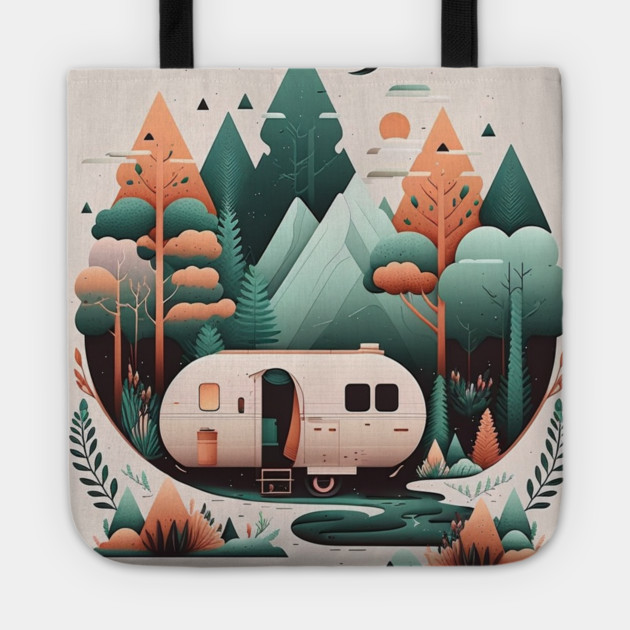 Camping Van, Adventure in the Forest Minimal Tote by logiamerch