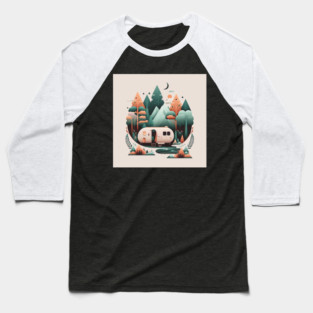 Camping Van, Adventure in the Forest Minimal Baseball T-Shirt