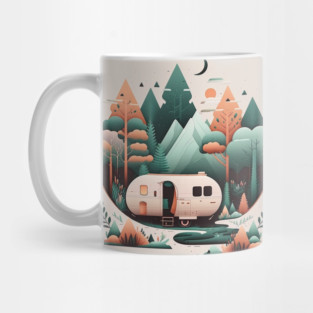 Camping Van, Adventure in the Forest Minimal Mug