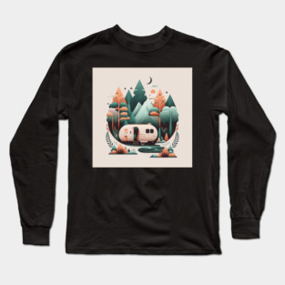 Camping Van, Adventure in the Forest Minimal Long Sleeve T-Shirt