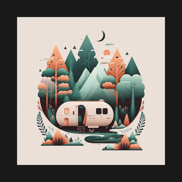 Camping Van, Adventure in the Forest Minimal by logiamerch