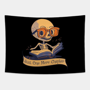 Just One More Chapter Skeleton Tapestry