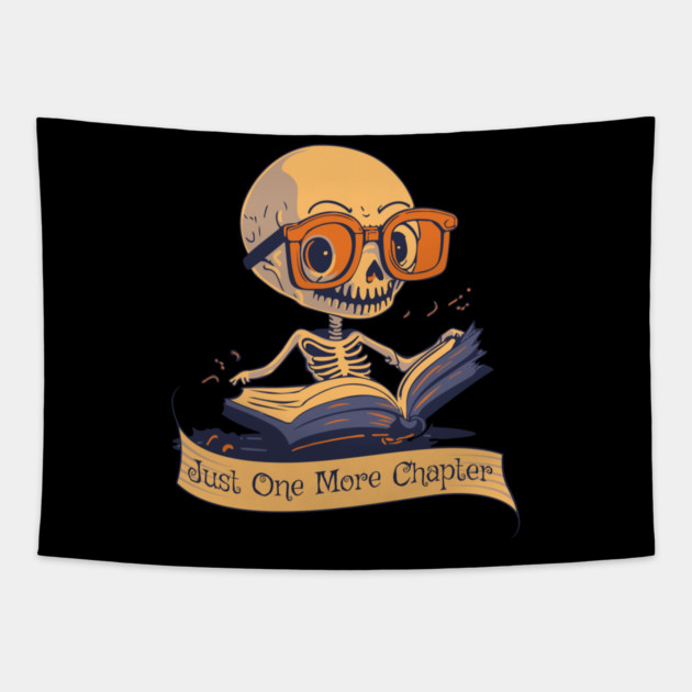 Just One More Chapter Skeleton Tapestry by HolidayBug