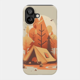 Camping in Tent, Autumm Adventure in the Forest Phone Case