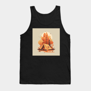 Camping in Tent, Autumm Adventure in the Forest Tank Top