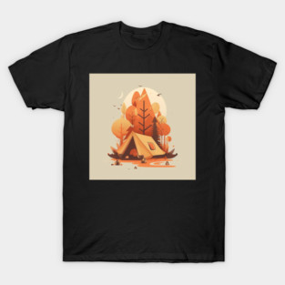 Camping in Tent, Autumm Adventure in the Forest T-Shirt