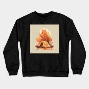 Camping in Tent, Autumm Adventure in the Forest Crewneck Sweatshirt