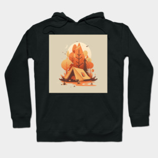 Camping in Tent, Autumm Adventure in the Forest Hoodie