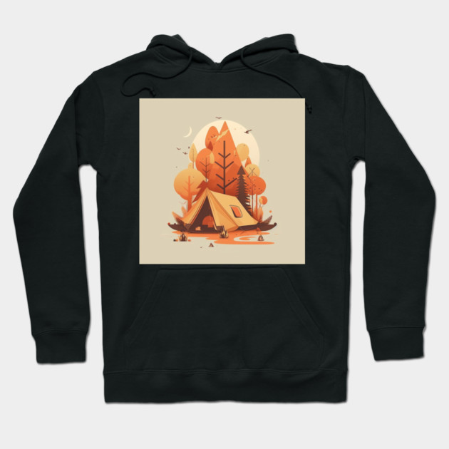 Camping in Tent, Autumm Adventure in the Forest Hoodie by logiamerch